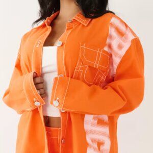 True Religion Orange Printed Shacket Size L